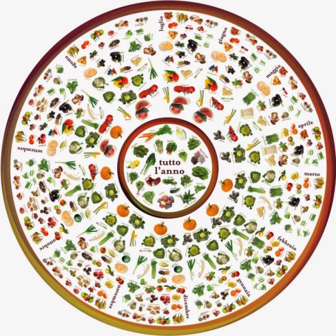 Frutta di stagione: Calendario biologico con i periodi di maturazione naturali della frutta.