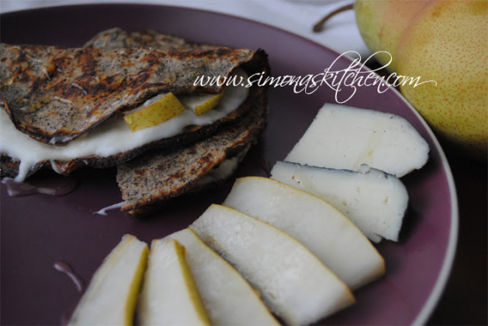 Crespelle di Castagne, Spuma di Pecorino e Pere - Chestnut Crepes with Pecorino Cheese Cream and Pears