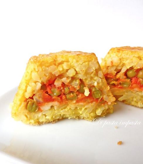 Sformatini di risotto al curry senza soffritto