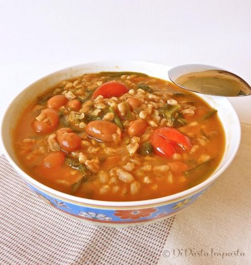 Zuppa d indivia e fagioli con farro perlato