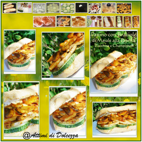 PANINO CON BRACIOLE DI MAIALE ALLA PAPRIKA ZUCCHINE E CHAMPIGNON