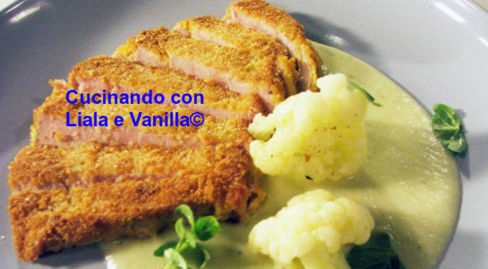 Secondi Piatti: Cotoletta di tonno con crema al cavolfiore
