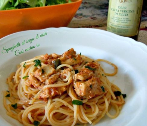 Spaghetti al sugo di asià, primi piatti di pesce