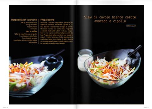 Slaw di cavolo bianco, carote, avocado e cipolla con salsa allo yogurt e miele per Taste & More n. 11