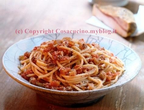 Gli Spaghetti  o Bucatini all'Amatriciana