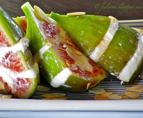 Fichi con caprino, mandorle e miele