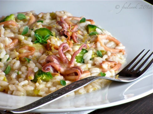 Risotto con calamaretti e cavolini di Bruxelles