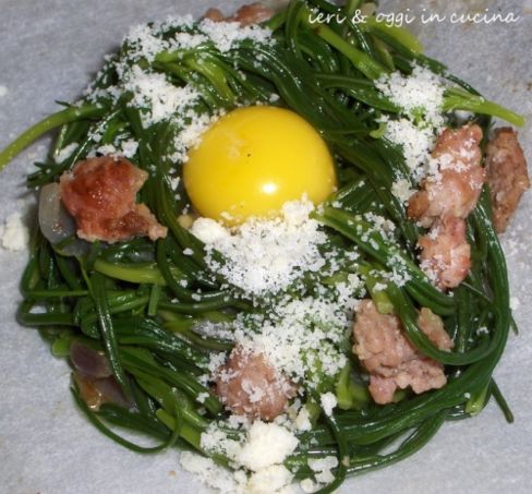 Nidi con uova di quaglie e salsiccia marchigiana