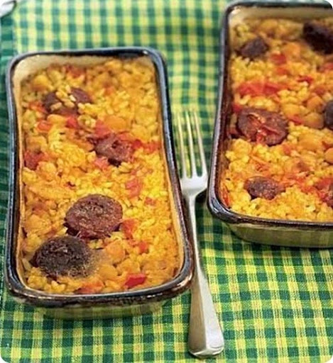 Riso al forno con chorizo.
