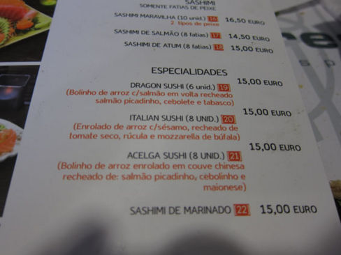 Sushi italiano a Lisbona