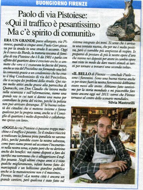 Buongiorno Firenze, Paolo Gori su La Nazione di Oggi