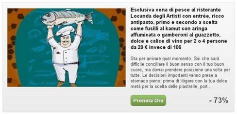 Cena Groupon di pesce al ristorante La Locanda degli Artisti di Torre del Lago (LU)