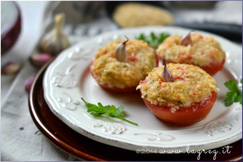 Pomodori gratinati al grano kamut spezzato| Broken kamut wheat roasted tomatoes