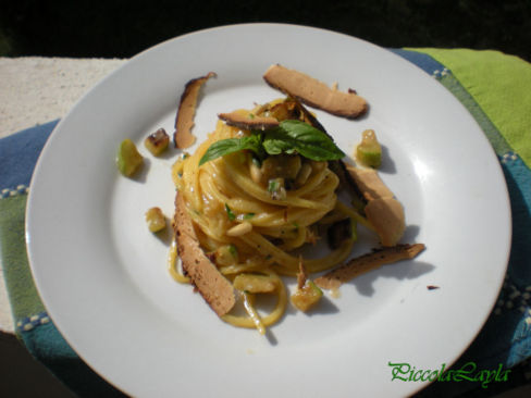 Spaghetti alla Chitarra con Carbonara di Zucchine e Pinoli