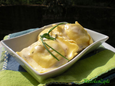 Ravioli allo Speck con fonduta di Fontina d’alpeggio