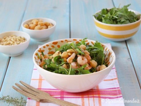 Insalata di Rucola, Ceci e Gamberi