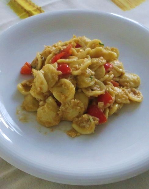Orecchiette ai sugarelli e salsa di gamberi