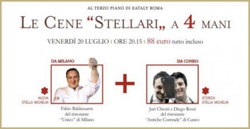 Eataly Roma. Il calendario delle cene a 4 mani con 1+1 stella Michelin