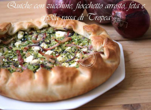 QUICHE CON ZUCCHINE, FIOCCHETTO ARROSTO, FETA E CIPOLLA ROSSA DI TROPEA