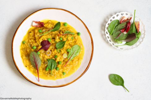 Risotto con radicchio, fontina e zafferano