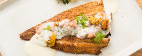 Sogliola di Ostenda con cozze e gamberetti grigi fiamminghi