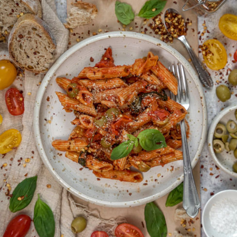 Penne di farro monococco alla mediterranea