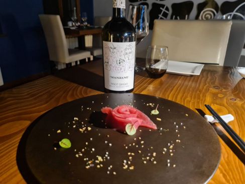 Pinot grigio Le manzane e carpaccio di tonno de Il vostro Eden