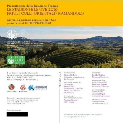 LE STAGIONI E LE UVE 2019 FRIULI COLLI ORIENTALI E RAMANDOLO
