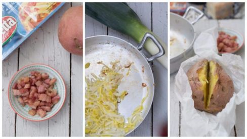 Ricetta patate al cartoccio al microonde con porri taleggio e pancetta, semplice e pronta in pochi minuti
