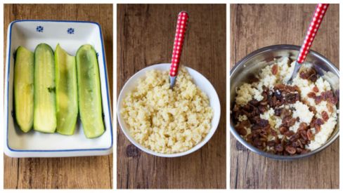 Zucchine ripiene con couscous e uvetta